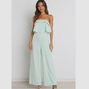 Petal & Pup Mint Green Strapless Jumpsuit